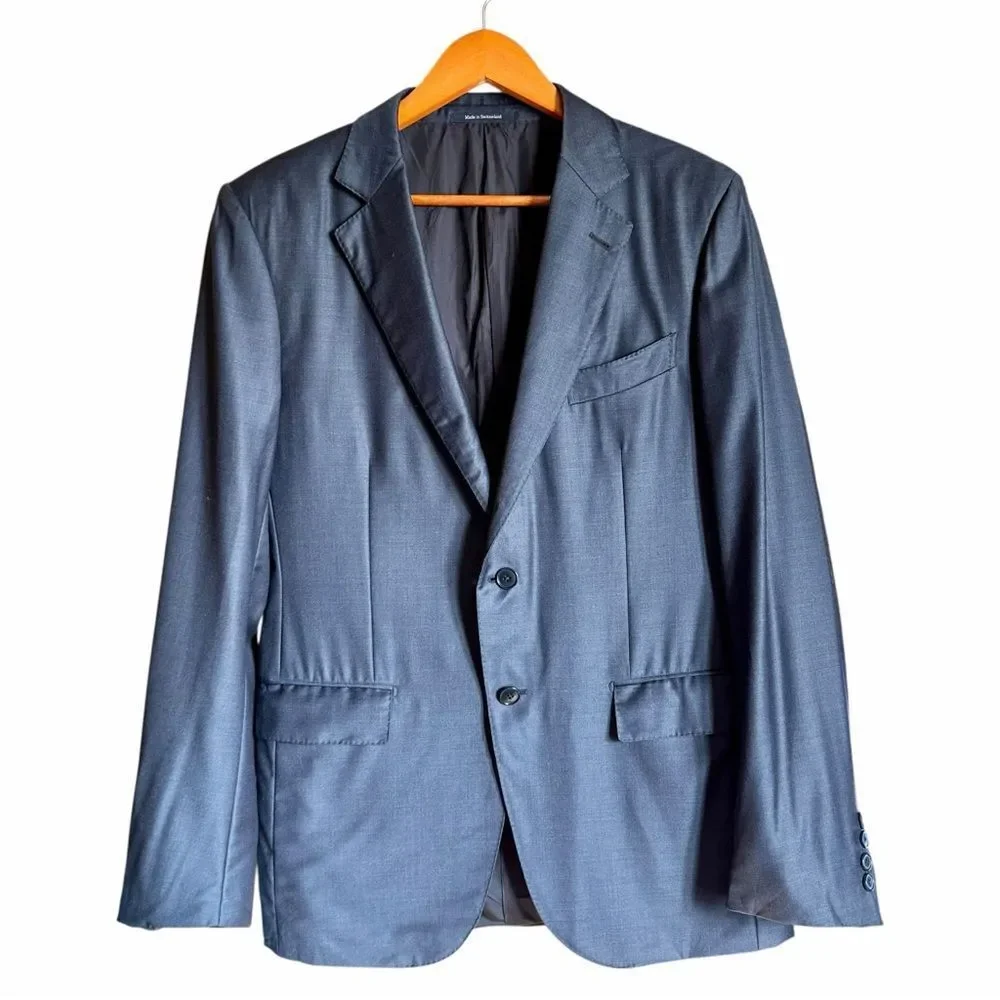 Ermenegildo Zegna Trofeo Torino Blue Wool Blazer Men’s 50R Luxury Sport Coat